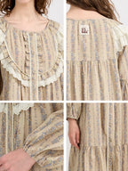 Vintage Lace-Trimmed Floral Nightgown