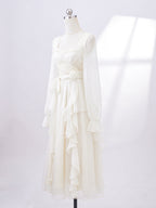 Vintage Ivory Chiffon Ruffle Dress