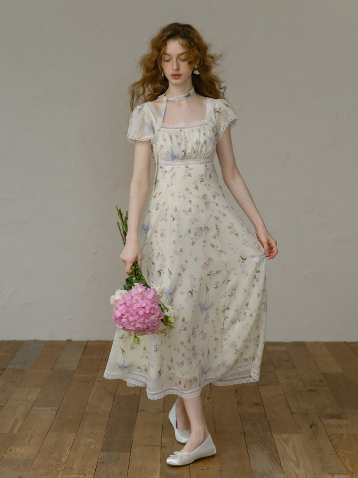 Fairy Garden Lace Trim Floral Dress