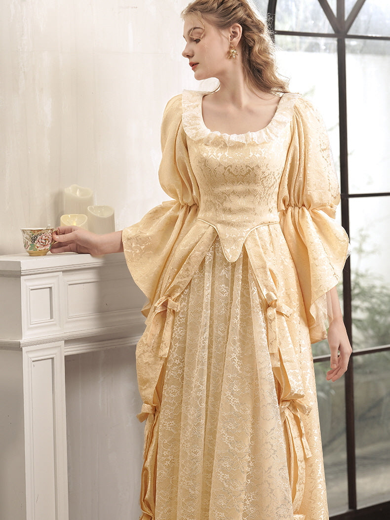 Soft Yellow Vintage Lace Princess Dress