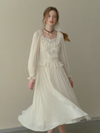 Poetic Cream Ruffle Lace Dress
