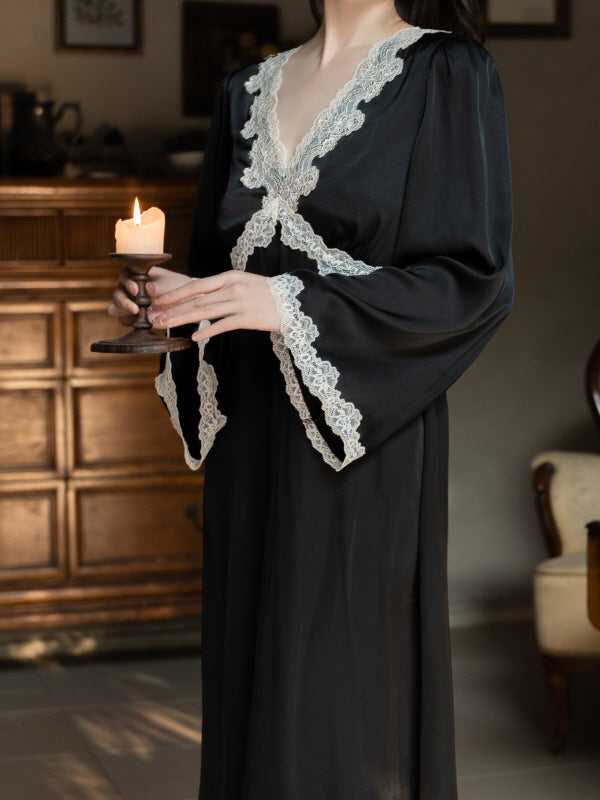 Midnight Poem Noir Lace Nightgown