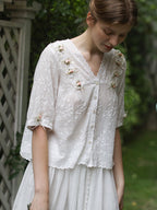Ella's Retro Floral Elegance Blouse