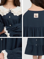Midnight Lace Collar Nightgown