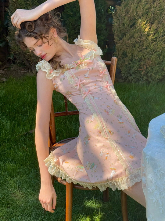 Whimsical Oil Painting Cottage Dress