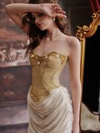 Golden Petal Embroidered Corset