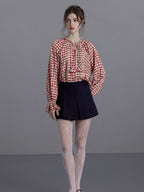 Vintage French Red Gingham Blouse