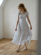 Blue Forest Floral Corset Dress