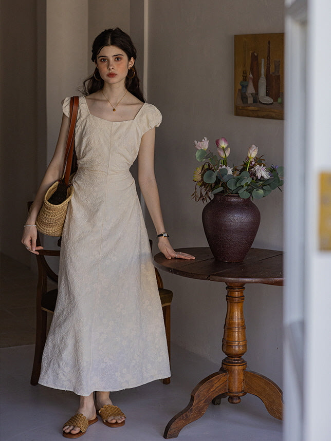 Floral Embroidered Cotton Dress