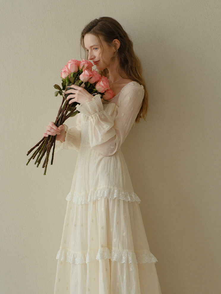 Lace Bloom Tiered Dress