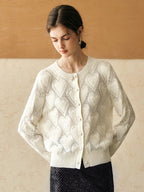 Heart Knit Pearl Button Cardigan