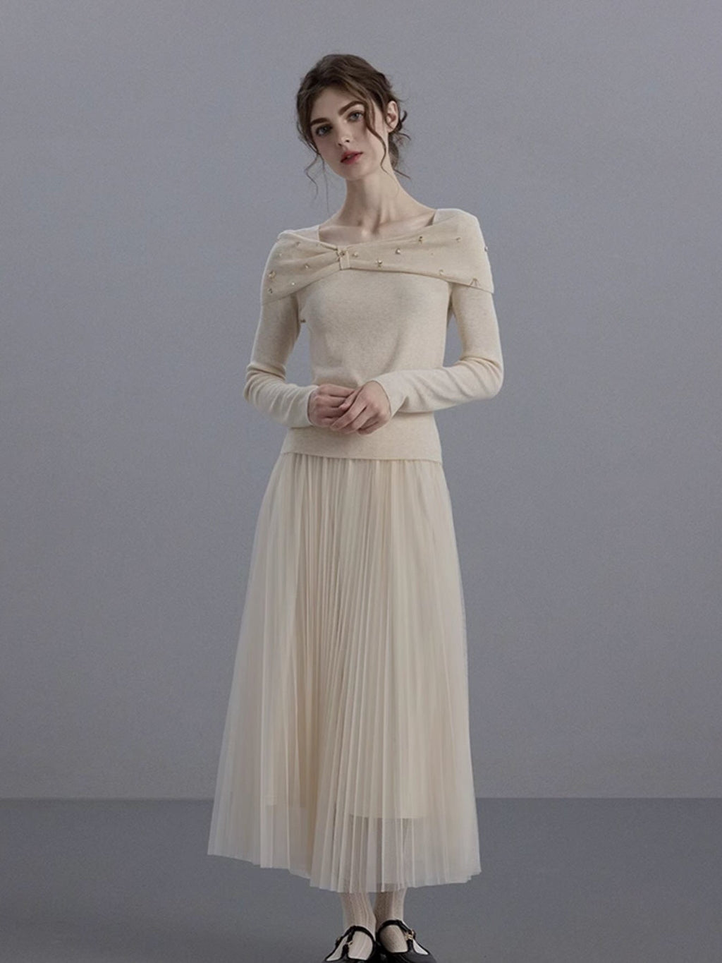 Embellished Knit & Tulle Skirt Set