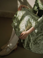 Vintage Green Velvet Embroidered Dress