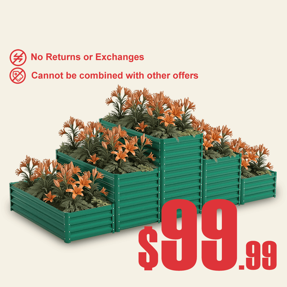 36-inch tall rectangular galvanized metal raised garden bed