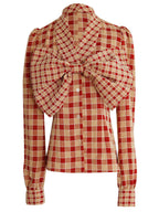 Plaid Vintage Bow Blouse
