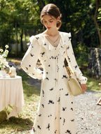 Floral Elegance Ruffle Detail Long Dress