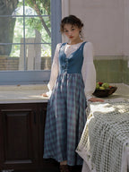Vintage-Inspired Linen Pinafore Dress & Classic Cotton Blouse