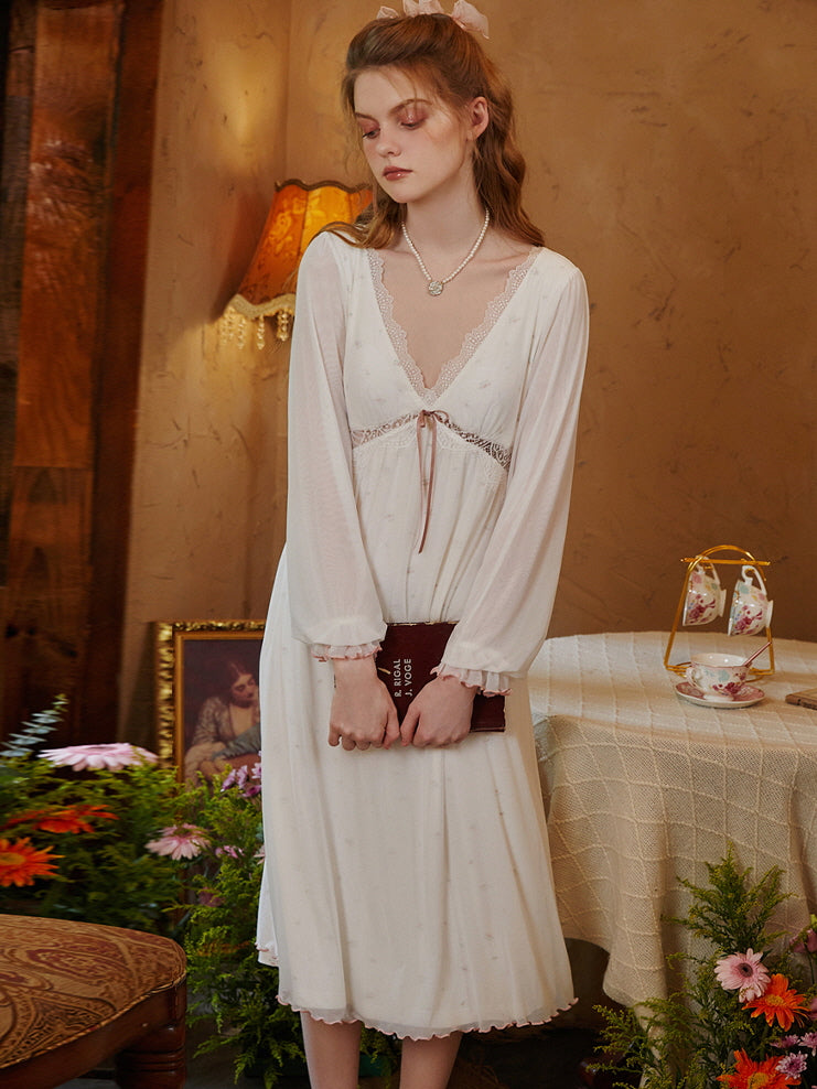 Dreamy Lace-Trimmed Nightgown