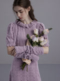 Elegant Puff-Sleeve Knit Dress
