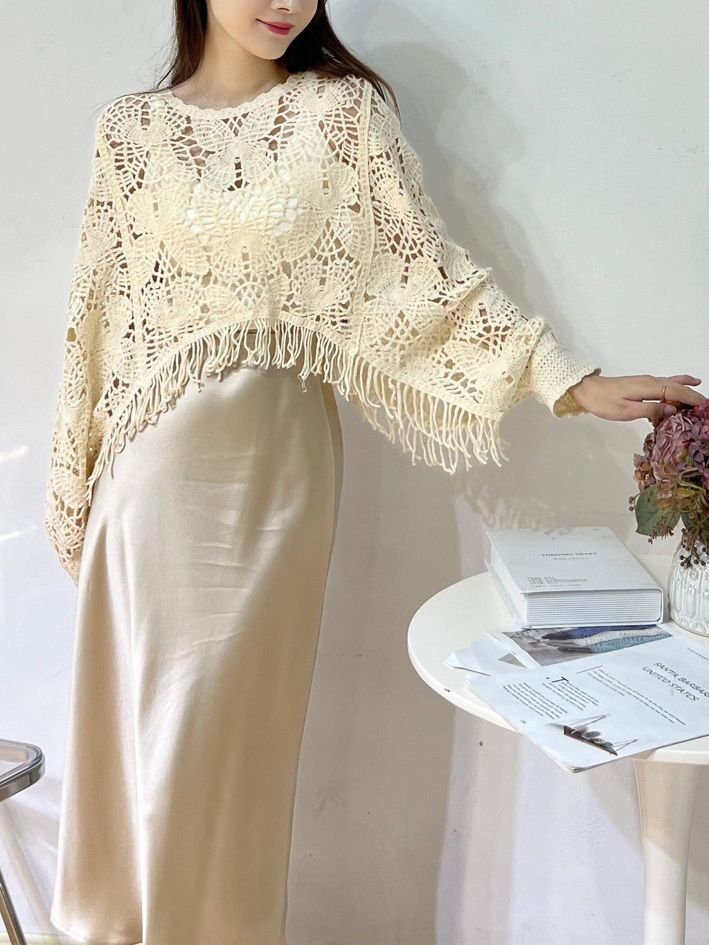 Bohemian Crochet Fringe Knit Top