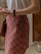 Vintage Plaid Wrap Red Checkered Skirt