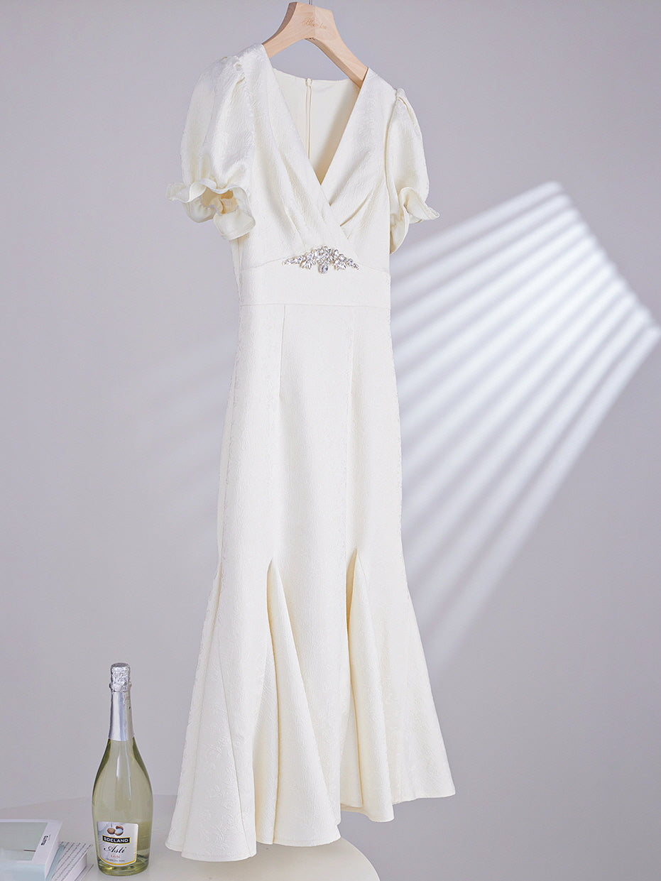 Cubic-Embellished Jacquard Princess Dress