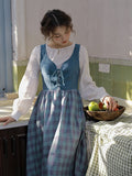 Vintage-Inspired Linen Pinafore Dress & Classic Cotton Blouse