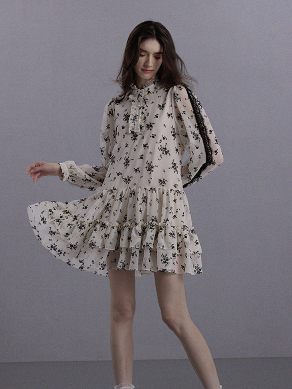 Vintage Floral Charm Layered Dress