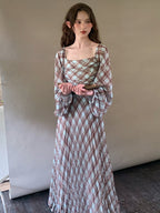 Autumn Plaid Retro Maxi Dress