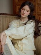 Vintage Floral Knit White Cardigan