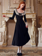 Vintage Black Lace Victorian-Inspired Dress