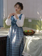 Vintage-Inspired Linen Pinafore Dress & Classic Cotton Blouse