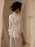 Elegant Romantic Ruffled Pajama Set