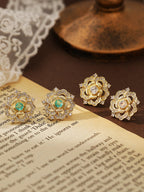 Golden Blossom Crystal Stud Earrings