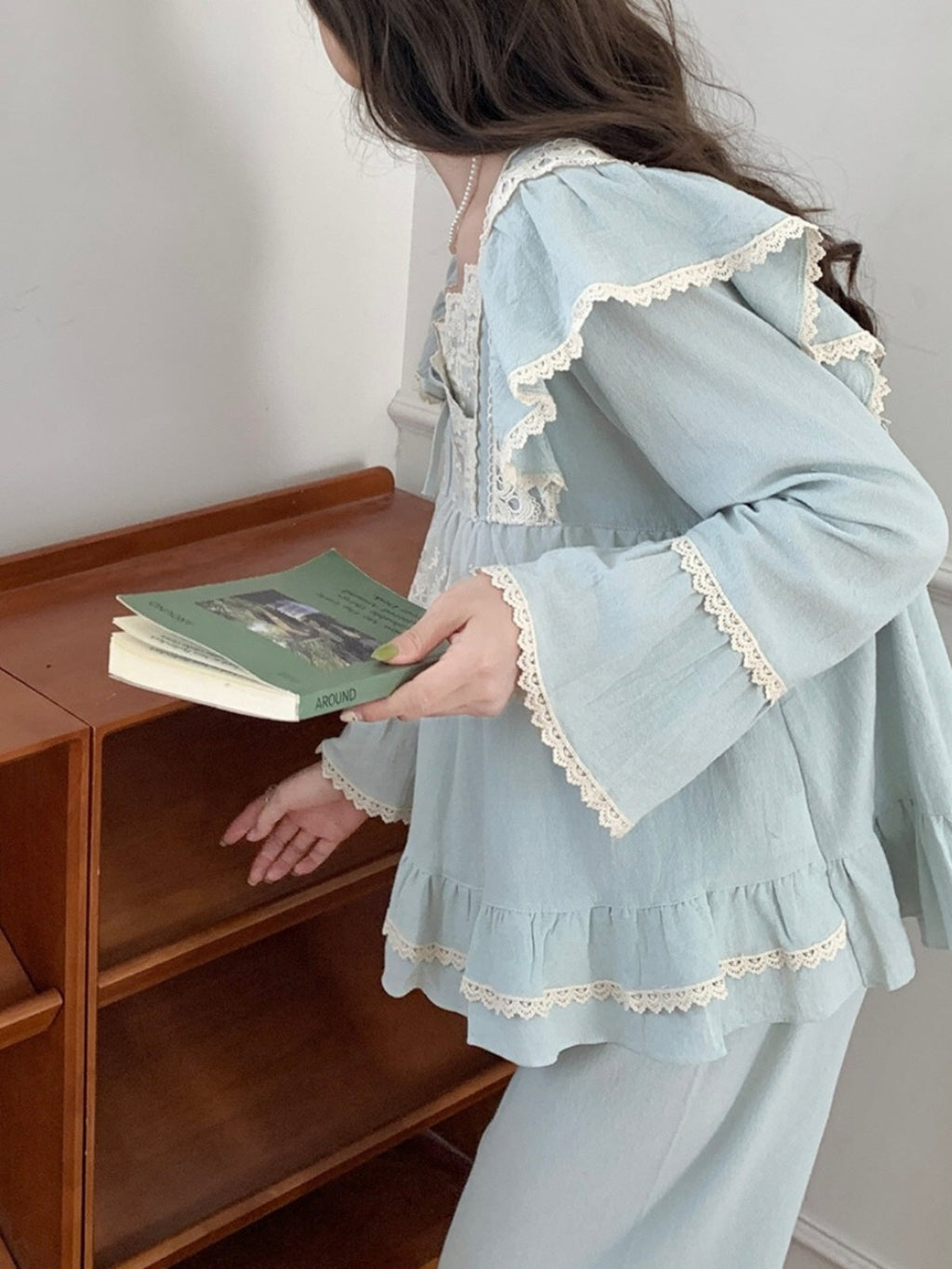 Vintage Lace-Trimmed Cozy Loungewear