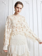 Bohemian Crochet Fringe Knit Top