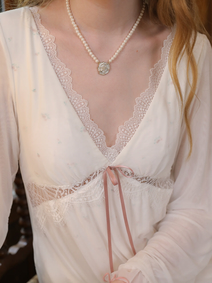 Dreamy Lace-Trimmed Nightgown