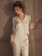 Elegant Lace Trim Loungewear Pajamas Set