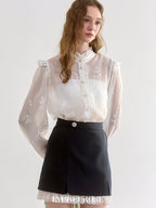 Vintage Pearl Button Lace Blouse