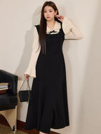 Ruffled Trim Vintage Lace Collar Dress