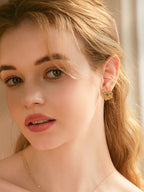 Golden Blossom Crystal Stud Earrings