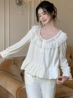 Dreamy Velvet Ruffle Pajama Set