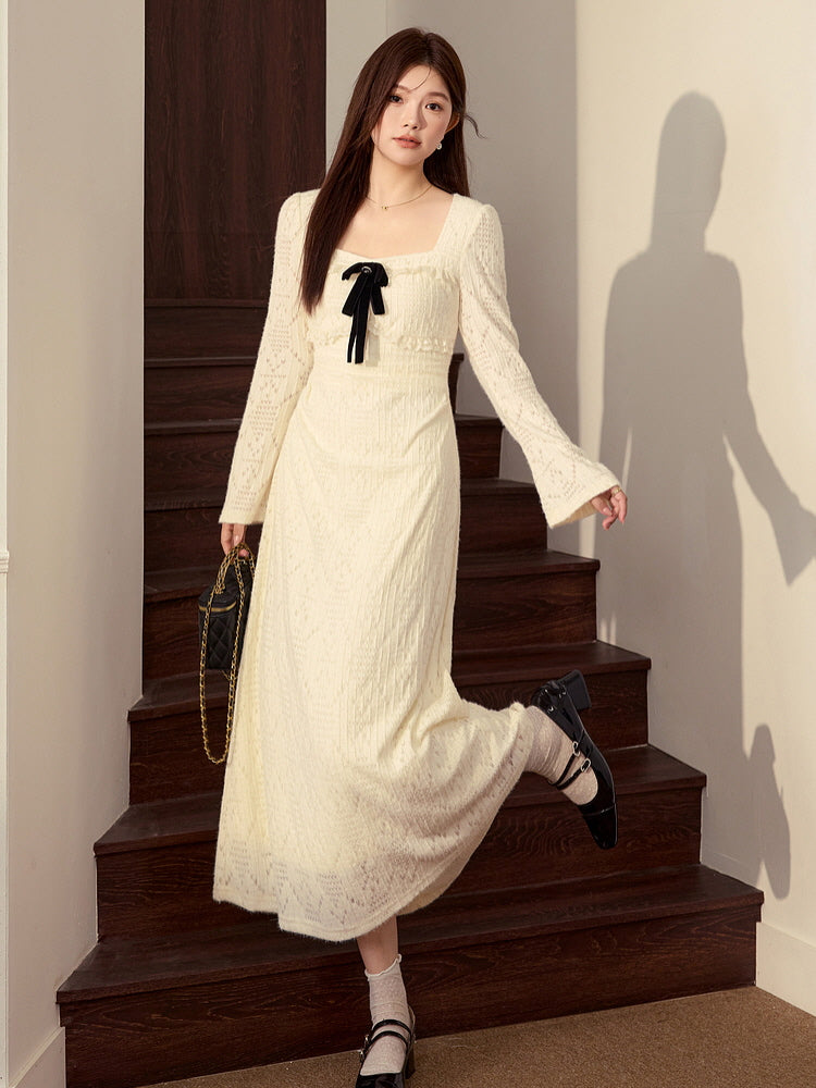 Velvet Ribbon Vintage Lace Knit Dress