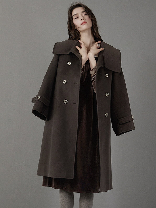 Brown Velvet Puff Sleeve Dress