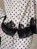 Polka Dot Lace-Trim Pajama Set