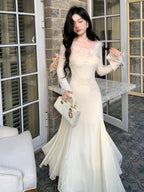 Winter Fairy Lace Feather Gown