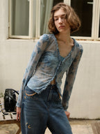 Ethereal Blue Floral Fairy Blouse