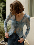 Ethereal Blue Floral Fairy Blouse