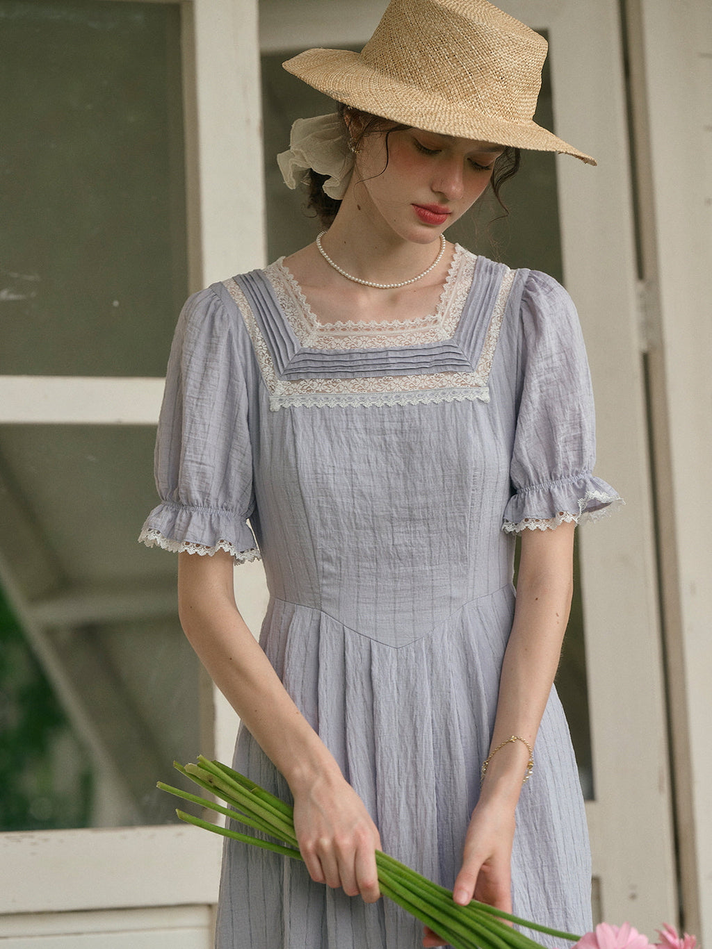 Sophia's Lace Whisper Blue Dress