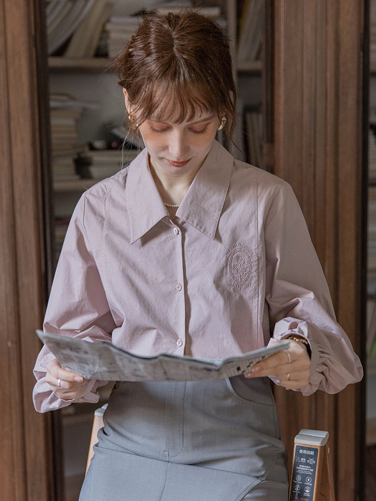 Lavender Blossom Embroidered Blouse